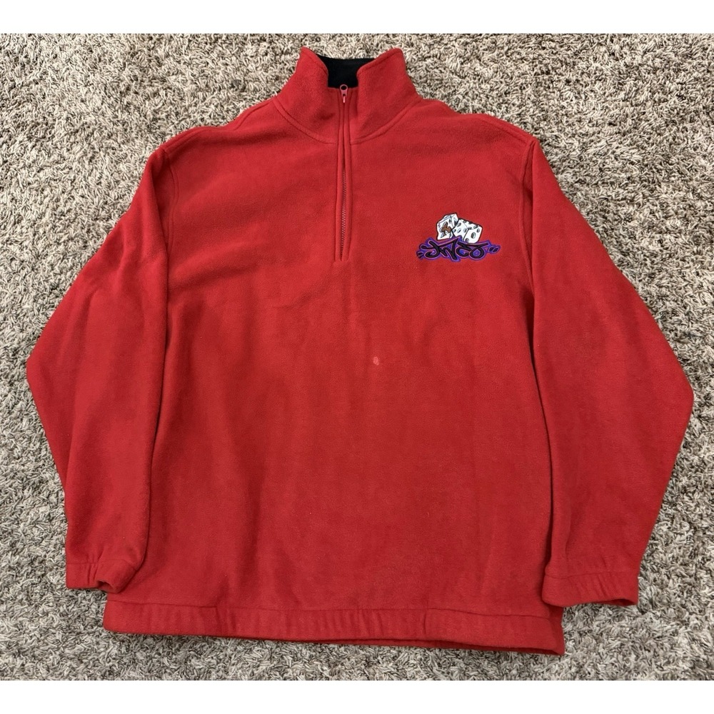 Vintage 90's JNCO Jeans Fleece Bowling Dice Pullover 1/4 Zip Jacket Mens XL